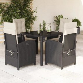 3212195 vidaXL Set mobilier de grădină cu perne, 5 piese, negru, poliratan