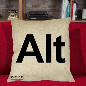 Perna Personalizata Tasta Alt Tipografie Bold, 40x40 cm, Crem, Husa Detasabila, Perna Inclusa, BEKZ®