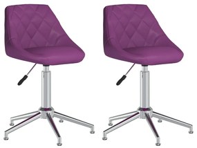 Scaune de bucatarie pivotante, 2 buc., violet, piele ecologica 2, Violet