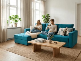 Canapea coltar extensibil ZENOVA 220 x 140 cm, reversibila – albastru