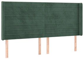 Tablie pat cu aripioare verde inchis 203x16x118 128 cm catifea 1, Verde inchis, 203 x 16 x 118 128 cm