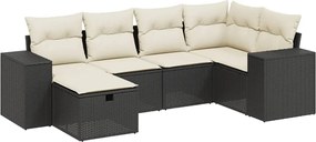 vidaXL Set mobilier de grădină cu perne, 6 piese, negru, poliratan