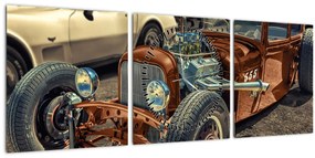 Tablou cu mașina maro (cu ceas) (90x30 cm)