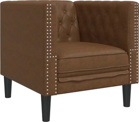 vidaXL Fotoliu Chesterfield, maro, piele întoarsă ecologică