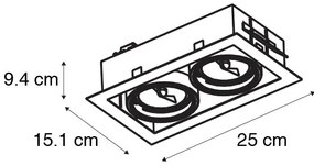Spot modern îngropat negru cu 2 lumini reglabile - Oneon 70