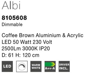 Lustra LED dimabila, design modern Albi maro, 61cm