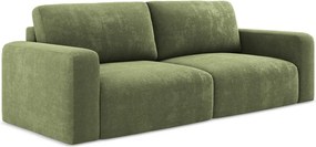 Canapea verde extensibilă/cu spațiu de depozitare cu tapițerie din chenille 252 cm Kona – Makamii