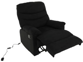 Fotoliu reglabil masaj, material textil catifea negru, LAMBERT