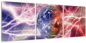Tablou - Globul pământen în curenți (cu ceas) (90x30 cm)