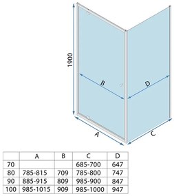 Cabina de dus Rea Primo Swing 90x100 crom