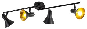 Spotlight modern negru cu auriu 4 lumini - Magno