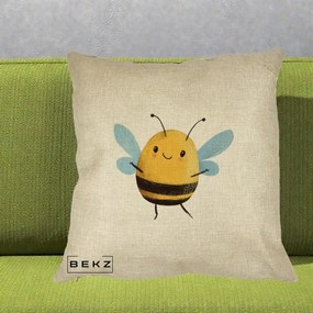 Perna Decorativa Buburuza pe Trifoi cu Patru Foi, 40x40 cm, Crem, Husa Detasabila, Perna Inclusa, BEKZ®