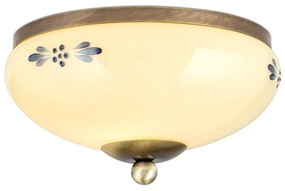 Plafoniera clasica Landhaus 21cm alama antique/ sticla champagne decor albastru