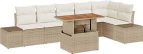 vidaXL Set de masă pentru grădină cu pernă 7 pcs Bej și crem