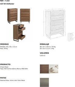 Dulapior 5 sertare deosebit design LUX Walnut-Marble