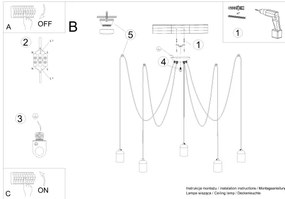 Lustră pe cablu Sollux SL.1161 NESO 5xE27/15W/230V beton