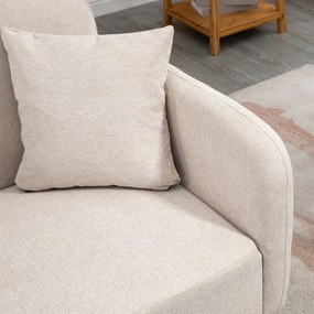 HOMCOM Canapea cu 2 locuri, Canapea, Design Modern, Incl. 2 Perne, Picioare din Lemn, 130 x 70 x 80 cm, Crem | Aosom Romania