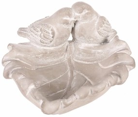 Alimentator de păsări din beton Frunză, gri , 21 x17 x 9 cm