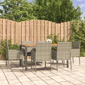 3185020 vidaXL Set mobilier de grădină cu perne, 7 piese, gri, poliratan