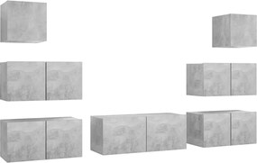 vidaXL Set de dulapuri TV, 7 piese, gri beton, lemn prelucrat