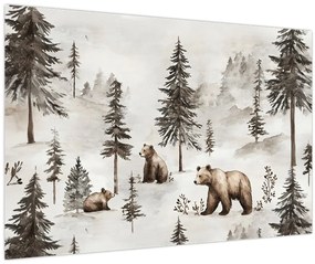 Tablou - Pădure cu Urși (90x60 cm)