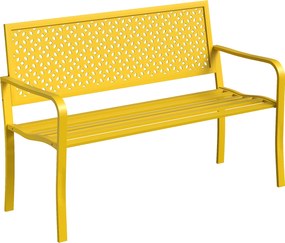 Outsunny Bancă de grădină 2 locuri metalică rezistentă la intemperii Bancă pentru exterior cu spătar rezistent la rugină, geometrică până la 240 kg | Aosom Romania