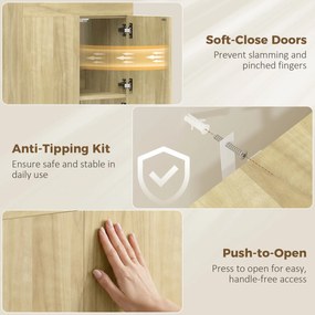 HOMCOM Dulap Masă de Călcat Rabatabilă cu Roți și Suport pentru Fier de Călcat, Dulap Multifuncțional cu Rafturi, Compartiment Deschis, pentru Spălătorie, Baie, 154x55x87 cm, Lemn Natural | Aosom Romania