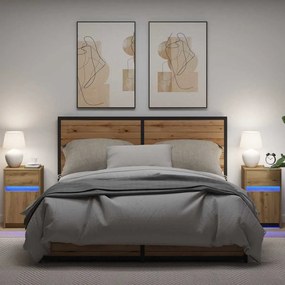 vidaXL Noptieră LED 2 pcs stejar artizanal 38 x 34 x 61 cm PAL