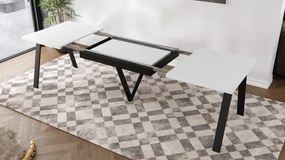 Mazzoni AVERY Alb Mat/picioare negre - MASĂ DE LOFT/INDUSTRIALĂ PENTRU SALON/SUFRAGERIE EXTENSIBILĂ PÂNĂ LA 290 cm!