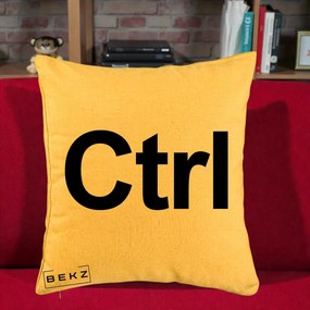 Perna Personalizata Tasta Ctrl Tipografie Bold, 40x40 cm, Galben, Husa Detasabila, Perna Inclusa, BEKZ®