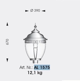 Stalp iluminat exterior din fier forjat, inaltime 362cm, AL 6602