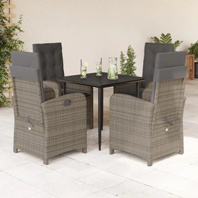 3212351 vidaXL Set mobilier de grădină cu perne, 5 piese, gri, poliratan