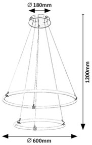 Lustra LED cu telecomanda, circulara 2 inele Irelia