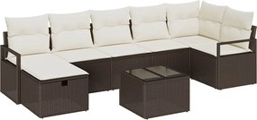 vidaXL Set de canapea cu pernă Manual 8 pcs Maro și Crem poliratan