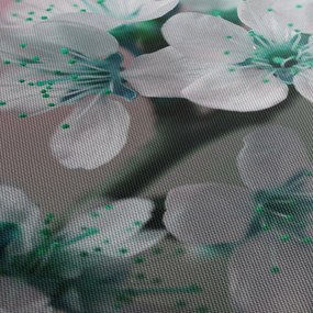 Tablou cu floare - turcoaz (cu ceas) (90x30 cm)