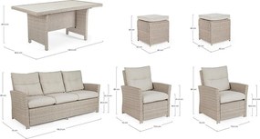 Set mobilier de grădină gri din ratan artificial pentru 6 persoane Ariel – Bizzotto