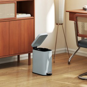 HOMCOM Coș de gunoi din metal, coș de gunoi, capacitate de 5 L, cu pedal, cu coș interior, Gri | Aosom Romania