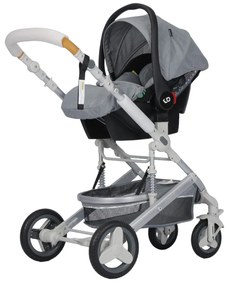 Carucior nou nascuti 3 in 1 NOVOKIDS™ 5300, Cu geanta bebe, Cadru Aluminiu, Amortizoare, Roti din cauciuc plin AVE, Landou, Scoica auto, Spatar