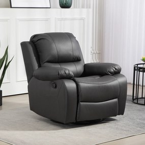 HOMCOM Fotel de relaxare, spătar și suport pentru picioare ajustabile, rotativ, până la 150 kg, cadru din oțel, 93x100x98cm, negru | Aosom Romania