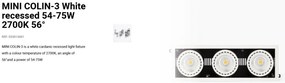 Spot LED incastrabil MINI COLIN-3 White recessed 54-75W 2700K 56°