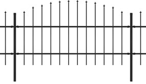 Gard de gradina cu varf sulita, negru, (0,75-1) x 6,8 m, otel 1, 75-100 cm, 6.8 m