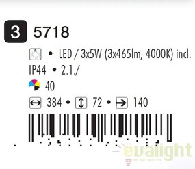 Aplica de perete LED pentru baie cu protectie IP44 Beata III 5718 RX