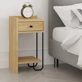 Noptieră în culoare naturală cu rafturi cu aspect de lemn de stejar Mercure – Marckeric