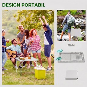 Outsunny Masă de Camping Pliabilă cu 2 Înălțimi Reglabile, 86x86x74 cm, Alb | Aosom Romania