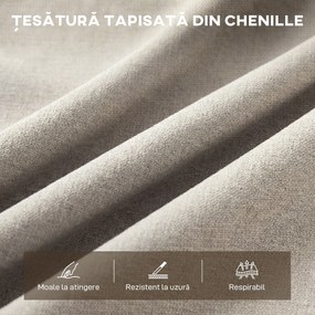 HOMCOM Canapea 3 Locuri Tapițată cu Chenille și Cusături Duble, Canapea Modernă cu Brațe și Picioare din Oțel, pentru Living, Birou și Dormitor, 174x75x76 cm, Bej | Aosom Romania