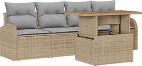 vidaXL Set de canapele pentru grădină 5 pcs Bej Rattan poli