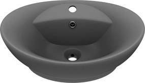 vidaXL Chiuvetă lux cu preaplin gri închis mat 58,5x39cm ceramică oval