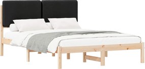 vidaXL Cadru de pat cu tăblie tapițată cu headboard Negru 160 x 200 cm