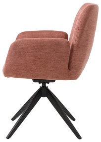 Scaun de sufragerie roz cu cotiere tapițat Roxana – Unique Furniture