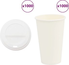 vidaXL Cești de cafea din hârtie cu capace 1000 buc 16 oz 400 ml